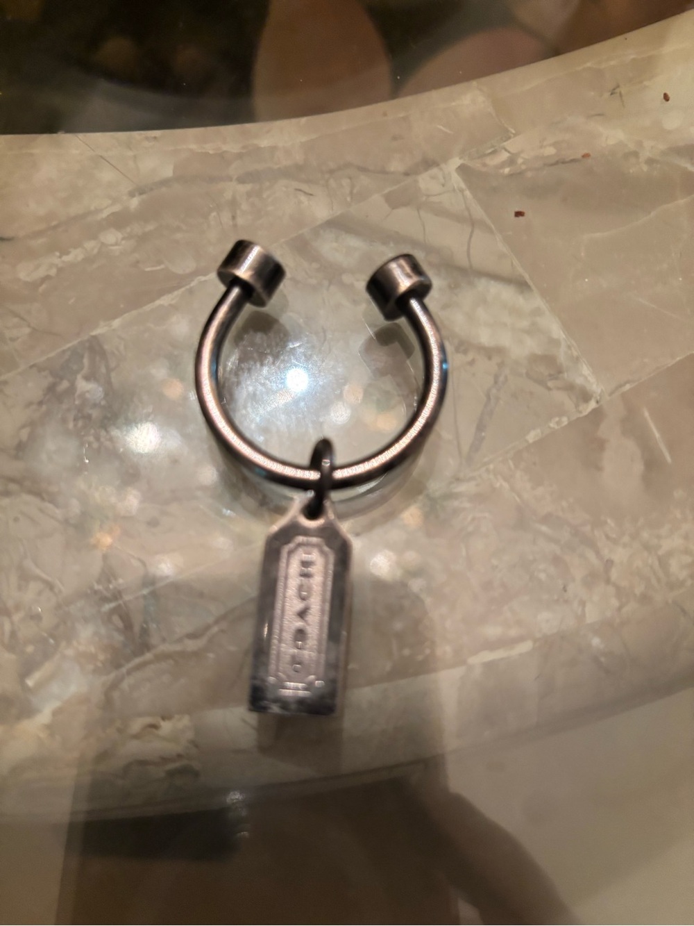 Coach Silver Tone Keyring Charm with Tag